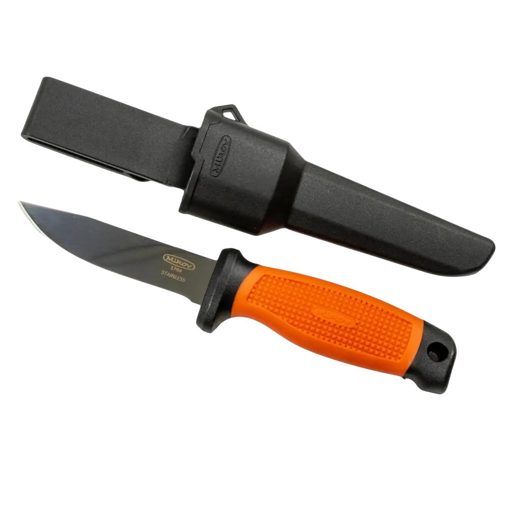 Mikov brigand puukko oranssi kahva ruostumaton teräs terä teksturoitu ote ulkoilukäyttöön