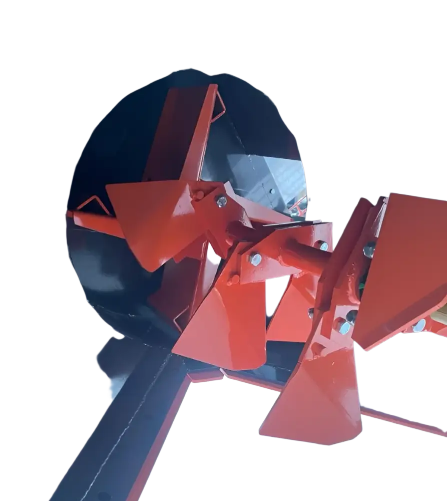 Bright orange metal tines with a robust angular design on the norberg x23 traktorin lumilinko use lapasyötöllä