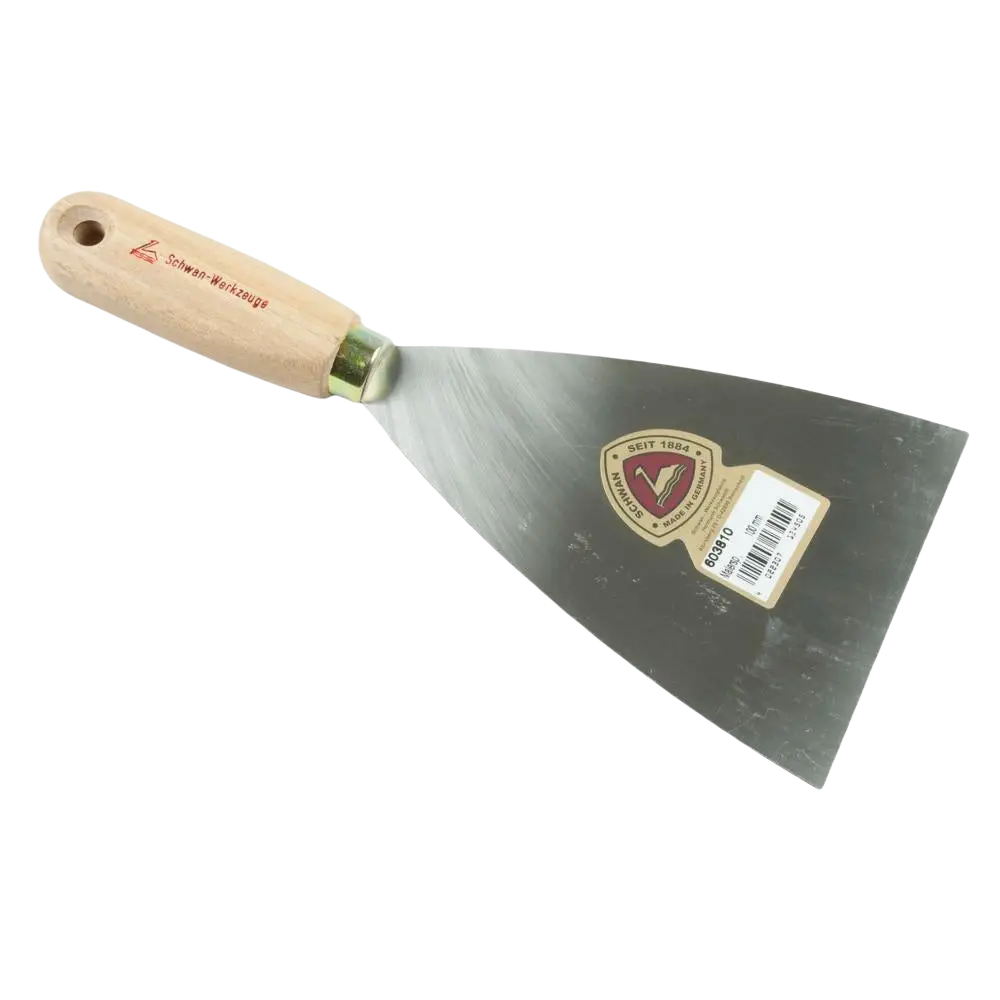 Pakkelilasta schwan pro 100 mm puukahvalla ja metallisella terällä saksalaista alkuperää