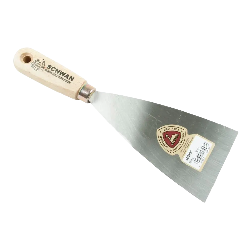 Pakkelilasta schwan pro 80 mm metalliterällä ja vaalealla puisella kahvalla rakennus- ja korjaustöihin