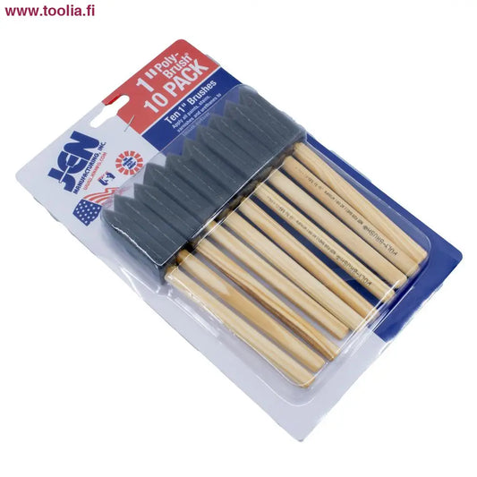 Poly-Brush Vaahtomuovisivellin myyntipakkaus|Poly-Brush Vaahtomuovisivellin sisältö|Poly-Brush Vaahtomuovisivellin sivulta|Poly-Brush Vaahtomuovisivellin kärki sivulta|Poly-Brush Vaahtomuovisivellin kärki edestä|10 kpl sarja