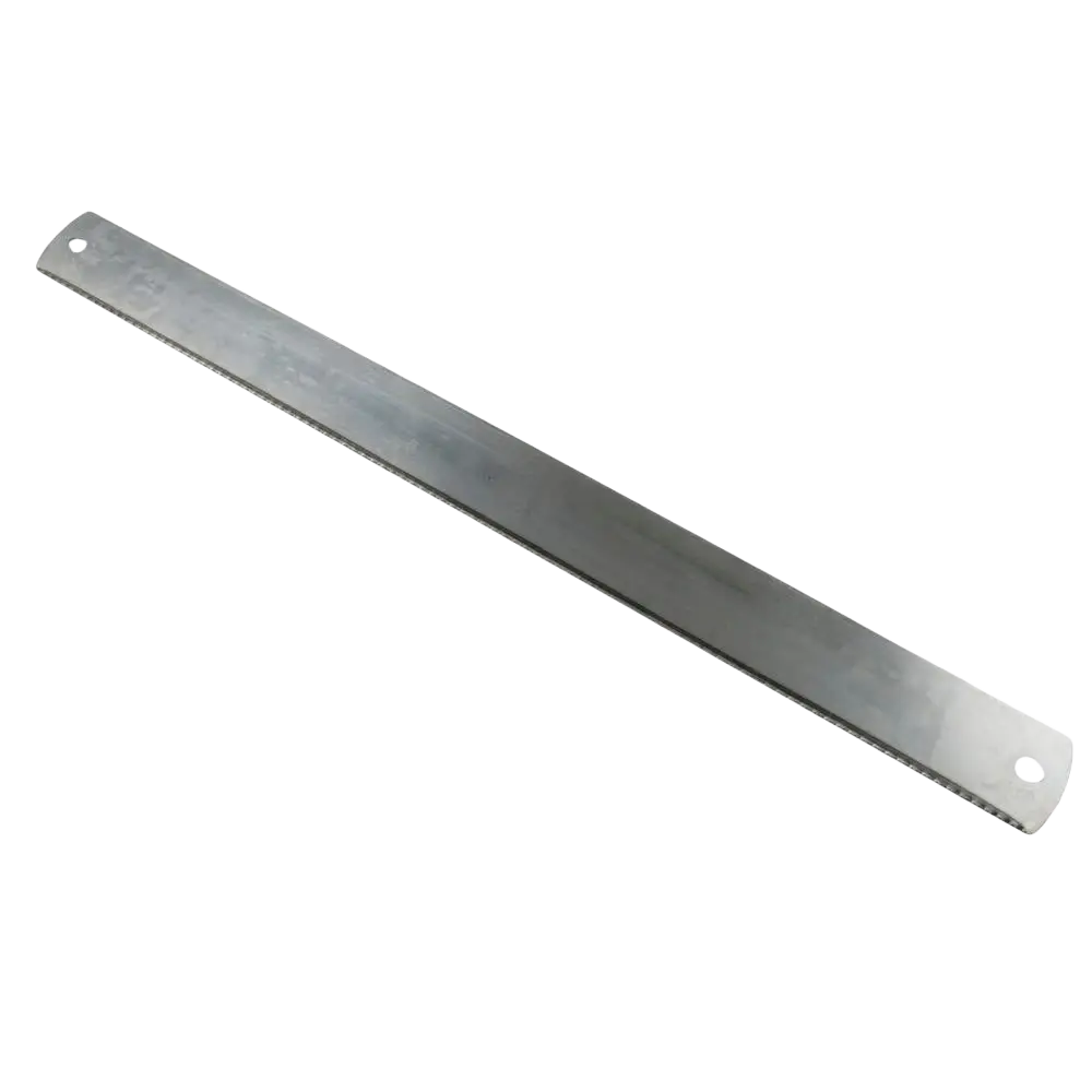 Procat jiirisahan terävä ja 550 mm hopeanvärinen metallinen varaterä jossa tasaisesti sijoitetut terävät hampaat ja kiinnitysreiät