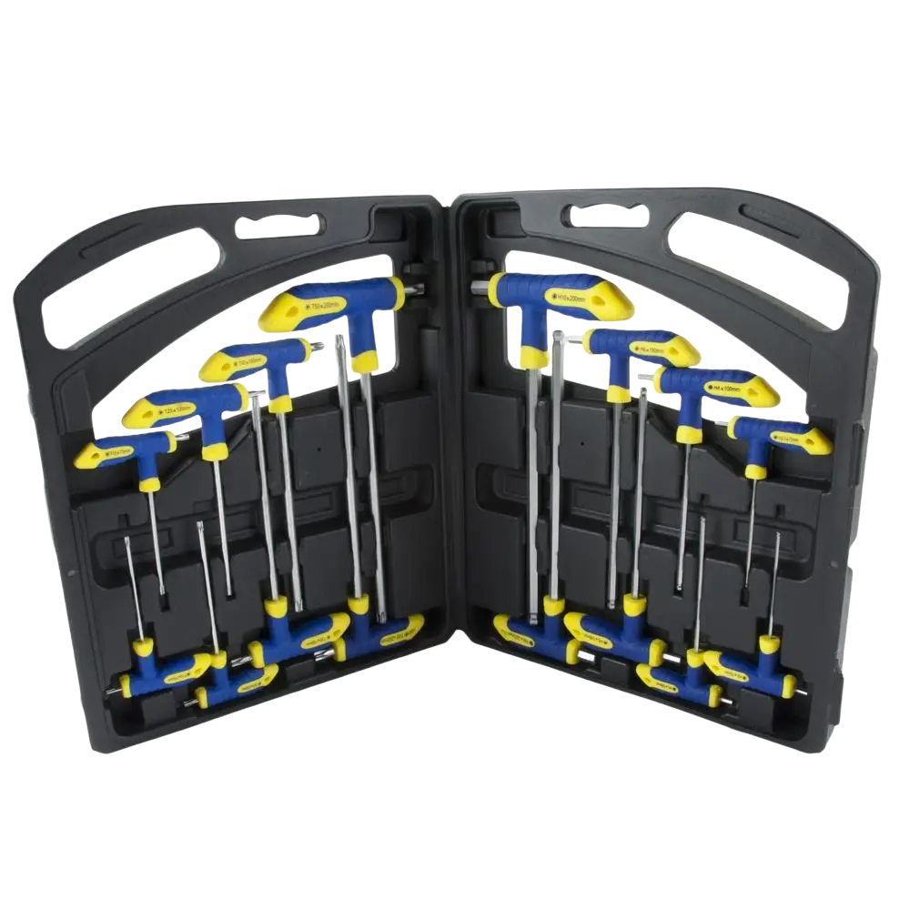 Sininen ja keltainen procat tamper-proof torx-avaimet t10-t50 sarja valmistettu kestävästä cr-v-teräksestä mustassa kotelossa