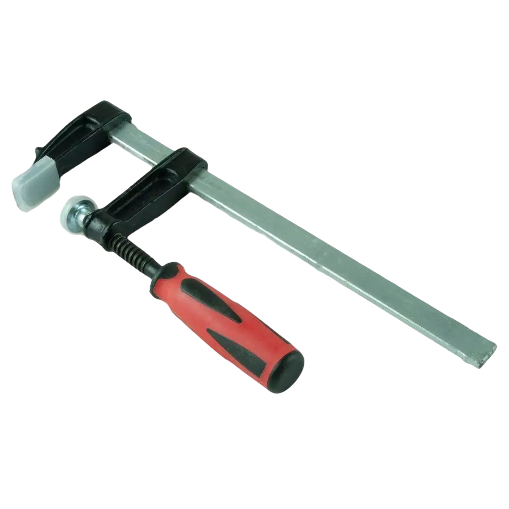Procat liimauspuristin 50x200mm jossa punamusta ergonominen kahva ja hopeanvärinen metallinen puristinvipu