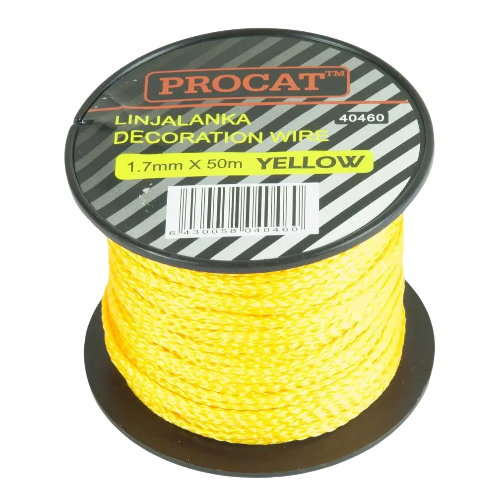Spooli kirkkaan keltaista procat linjalanka keltainen punottua koristejohtoa 1.7 mm x 50 m