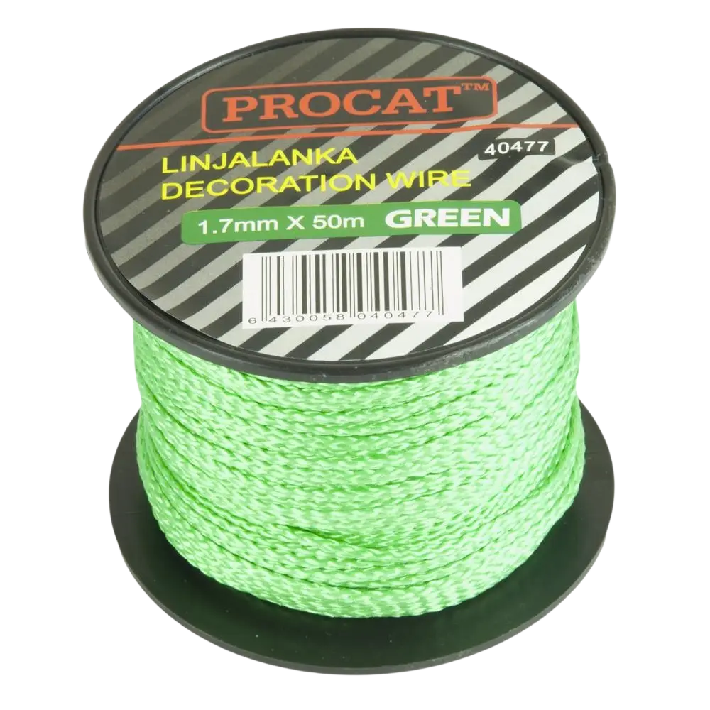 Spool of procat punottu linjalanka vihreä 1.7 mm x 50 m braided decoration wire