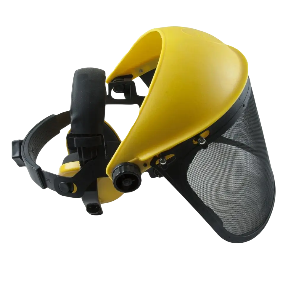Yellow and black procat metsurin suojainsarja face shield with mesh panel for visibility ansi z94 certified