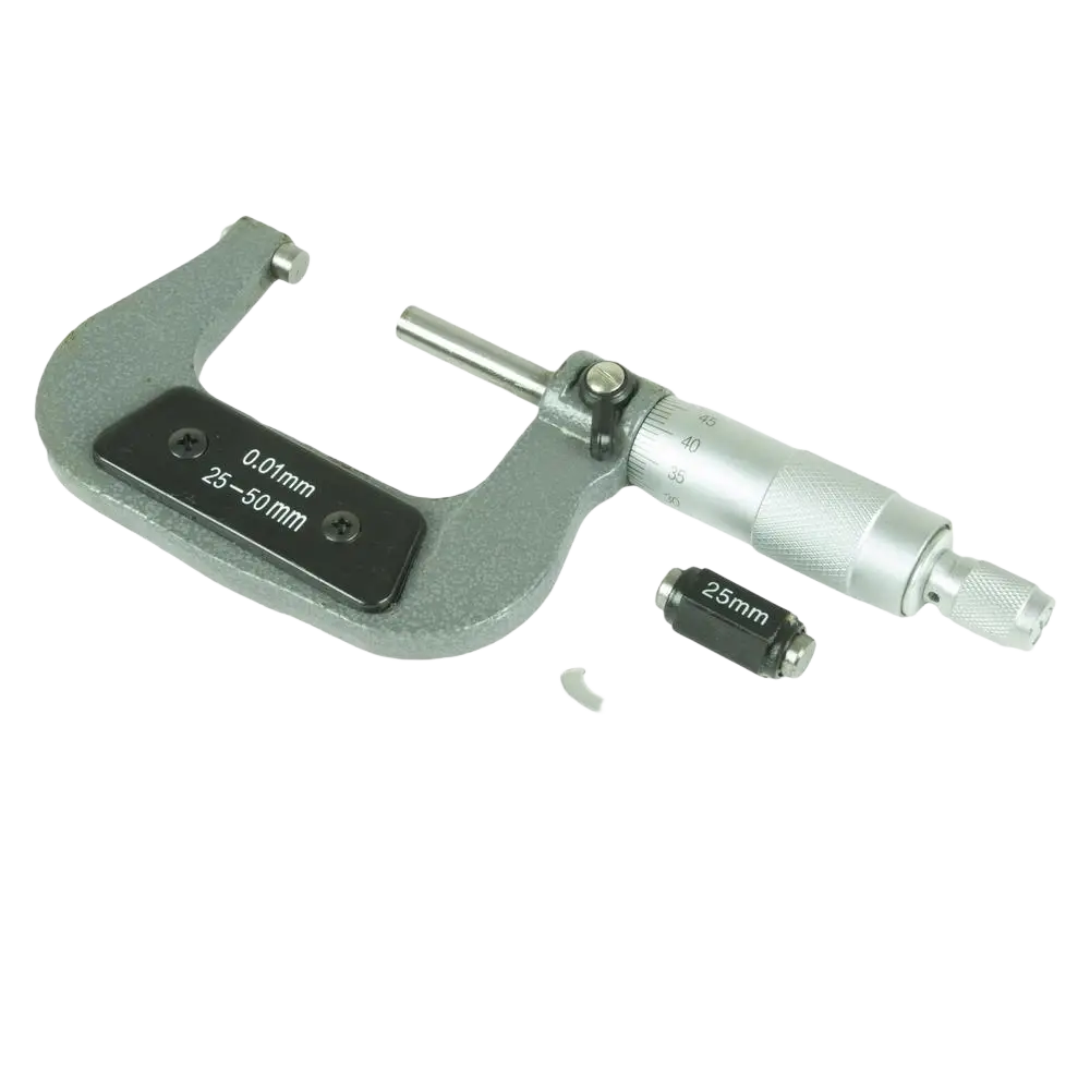 Procat mikrometri 25-50 mm harmaata metallia tarkan mittauksen 0,01 mm tarkkuudella ergonominen muotoilu