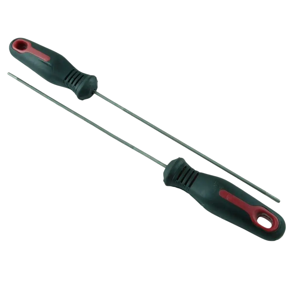 Procat moottorisahaviila 3.2 mm kumikahvalla musta ja punainen ergonominen ja pitkä metallivarrellinen viila säilytä viilat kuivassa