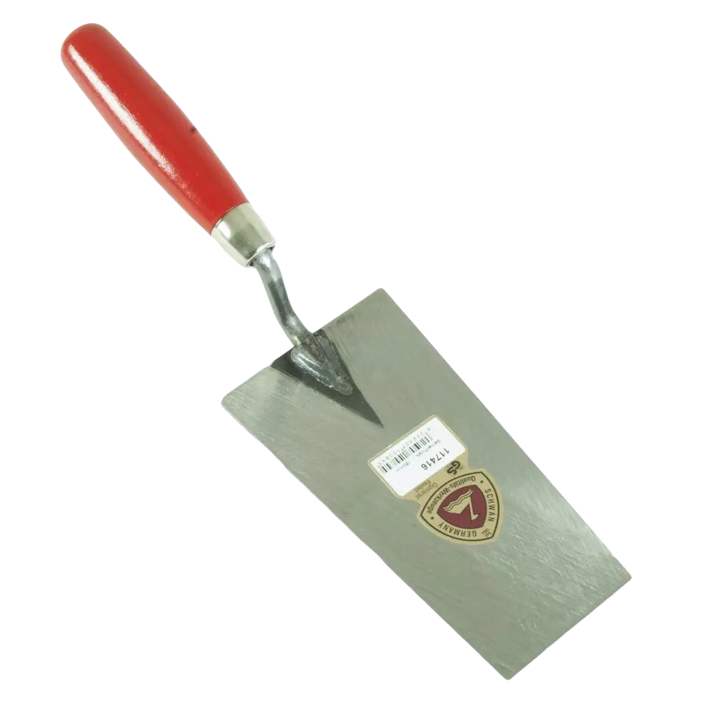 Putskauha schwan 160 mm jossa punainen kahva, metallinen terä ja kullanvärinen logo kahvassa tasakärkinen