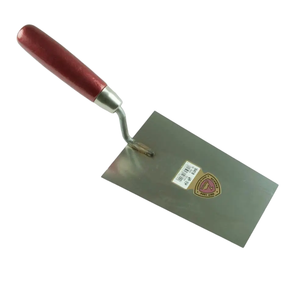 Red-handled putskauha schwan inox 180 mm ruostumattomasta teräksestä metallisella lapalla ja logolla kahvassa