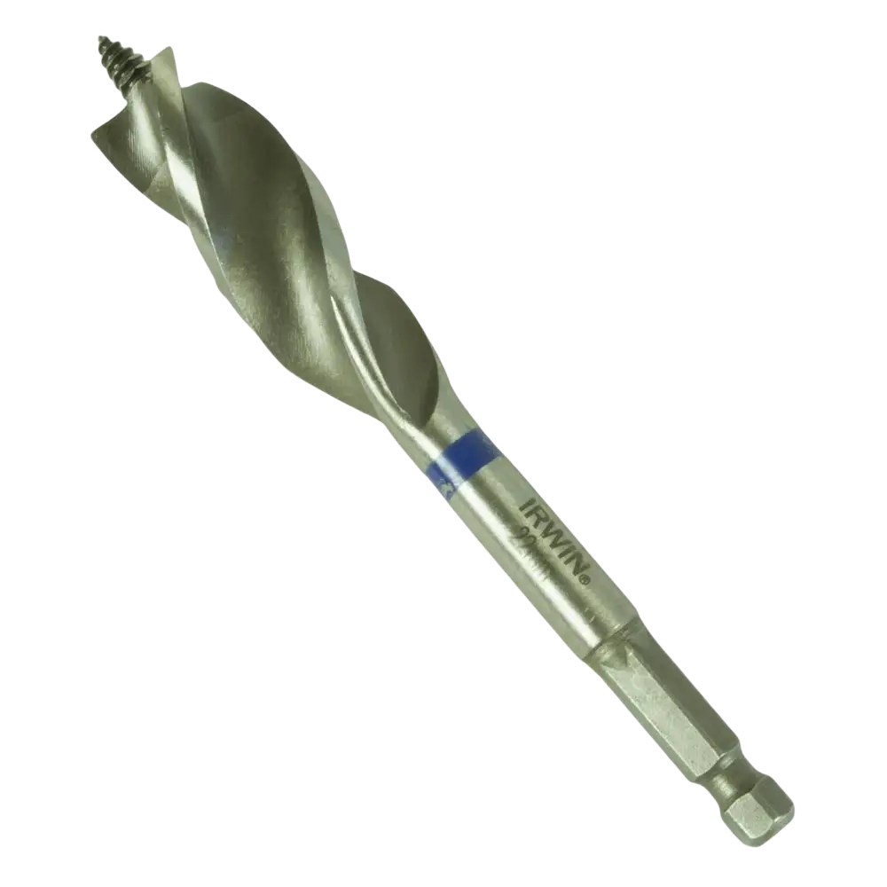 Puupora irwin power 22 mm spade drill bit metallinhohtoinen hopeanvärinen naulaiselle puulle