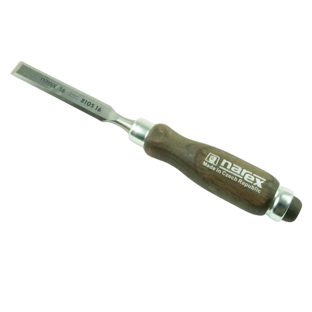 Puutaltta narex pro 16 mm tummanruskaisella puukahvalla ja kiiltävällä metalliterällä made in czech republic merkinnällä