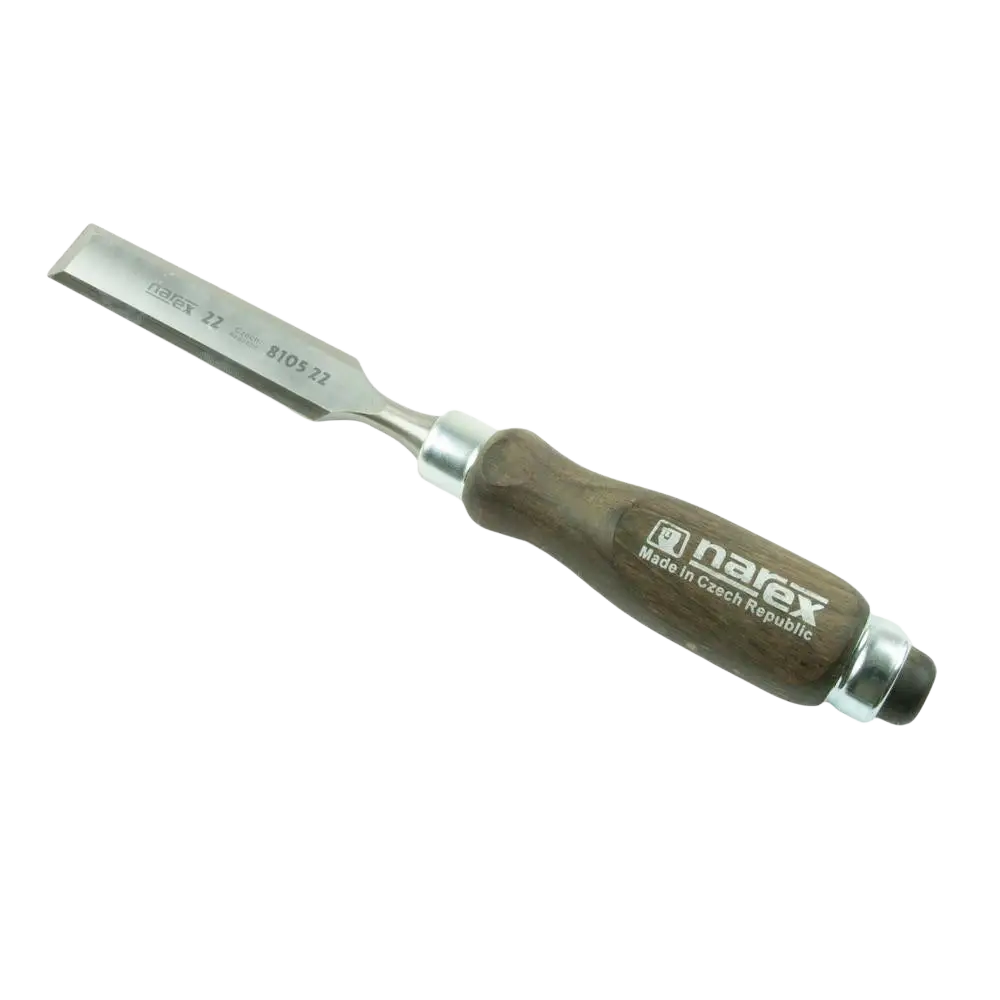 Puutaltta narex pro 22 mm kiillotetulla teräsleikattulla terällä ja tummanruskealla puisella kahvalla narex wood line