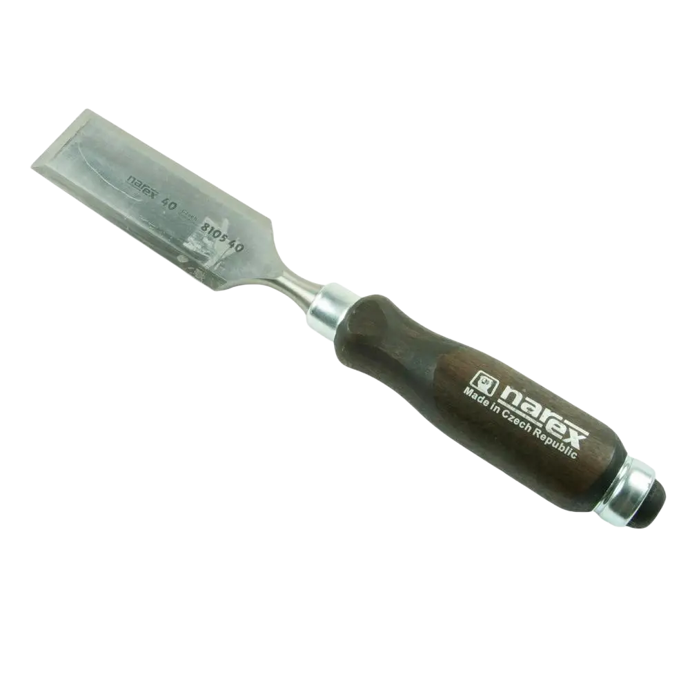 Puutaltta narex pro 40 mm tummanruskaisella puisella kahvalla ja metallisella terällä made in czech republic merkinnällä, narex wood line profi