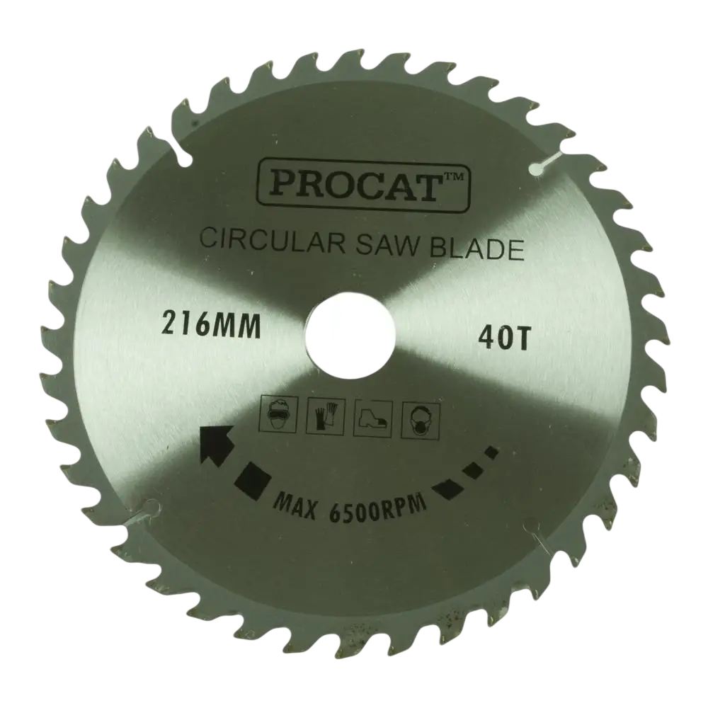 Procat pyörösahanterä 216 mm 40 hampailla varustetut terät metallinhohtoisella hopeanvärisellä pinnalla