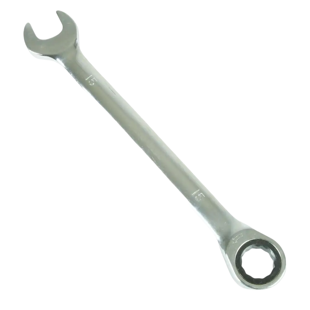 Räikkälenkki procat 15 mm chrome viimeistelty 15 mm kombiavain ratchetsillä ja kaiverretuilla koolla merkeillä