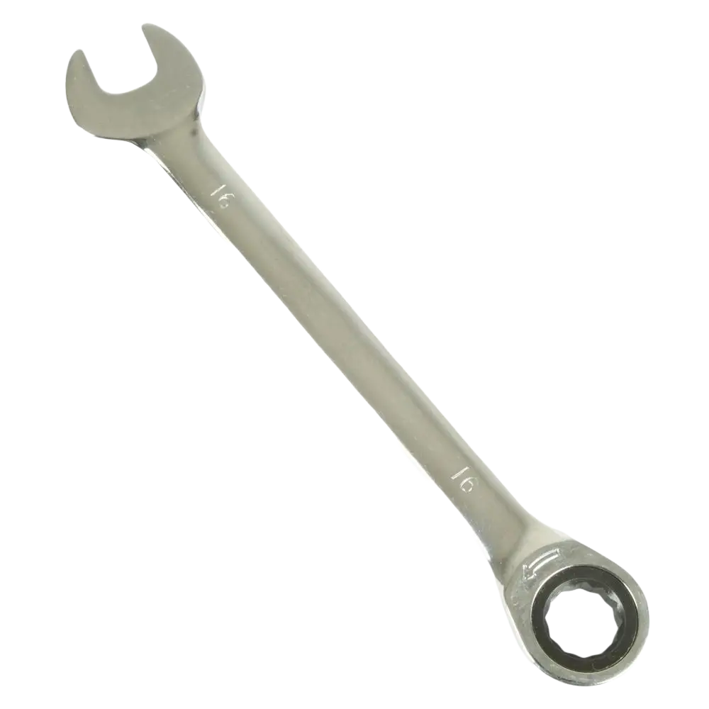 Silverinen räikkälenkki procat 16 mm yhdistelmärätti kääntyvällä päällä ja kiillotetulla kromipinnoitteella