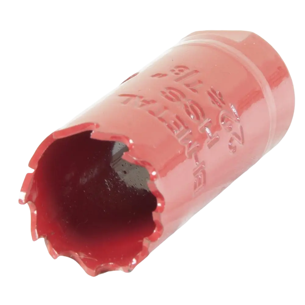 Punainen bimetalli reikäsaha reikäsaha procat 22 mm hammastehosteisella leikkaavalla reunalla ja prässätyllä tekstillä