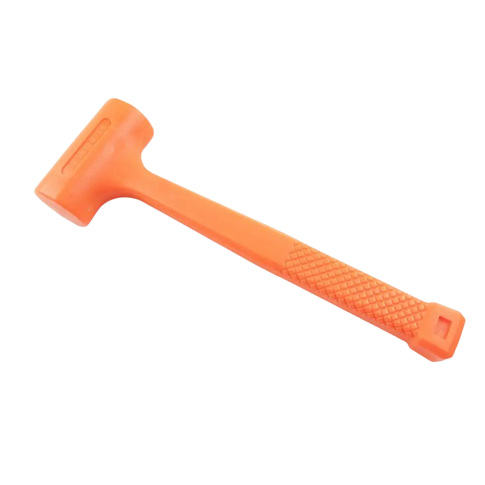 Bright orange rekyylitön vasara procat 1.5 lbs with textured grip handle made of rubber