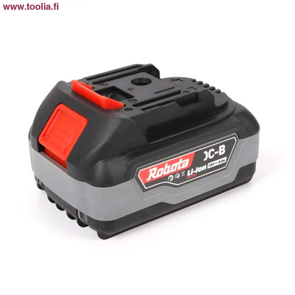 Robota li-ion akku 18V 4Ah musta ja harmaa akku punaisilla korosteilla