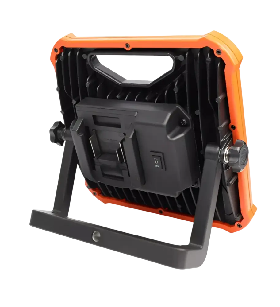 Robota akkukäyttöinen cob led työvalaisin oranssi ja musta tukeva kahva ja säädettävä jalusta