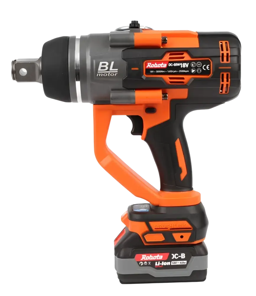 Robota dc-biw18v oranssi ja musta iskevä akkumutterinväännin 18v lithiumioniakulla 3000nm vääntöteholla