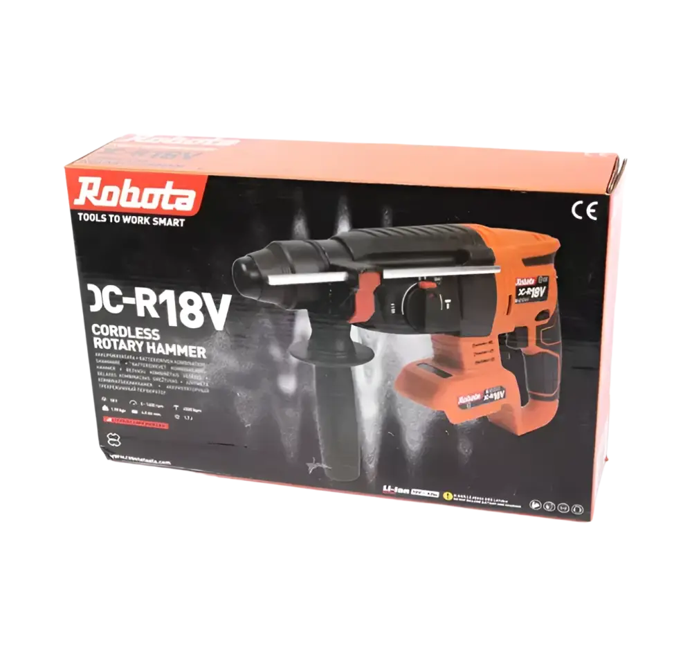 Robota akkuporavasara dc-r 18v runko on oranssi ja musta johdoton poravasara tehokkaaseen käyttöön
