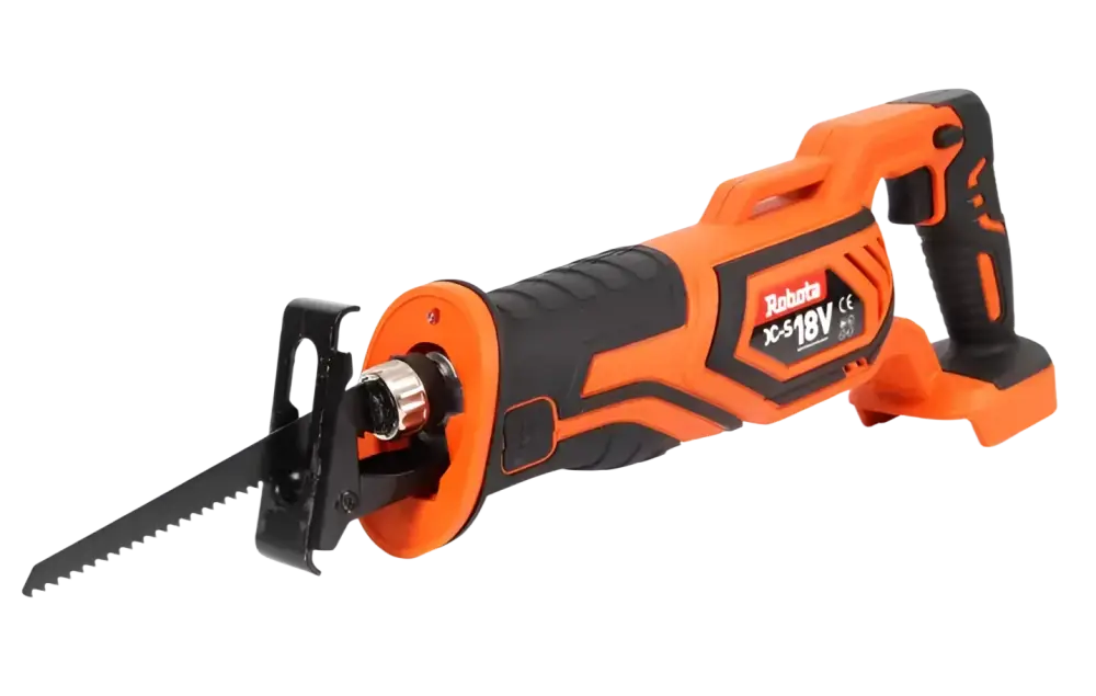 Robota akkukäyttöinen puukkosaha ds-s 18v runko oranssi ja musta akkukäyttöinen puukkosaha muovin sahaukseen serrated terällä