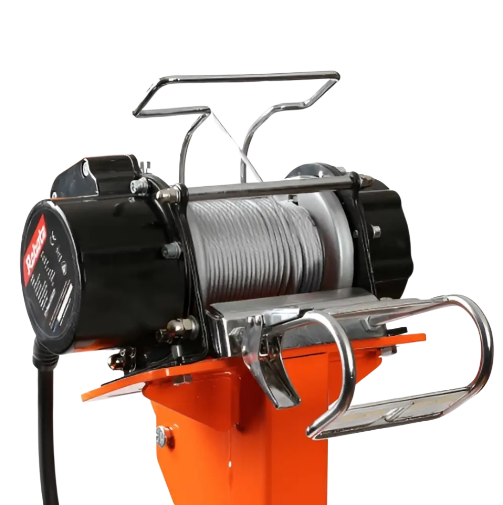 Robota akkuvinssi nostokehikolla 200kg oranssi musta valmis pakettitarjous robota teräsköysillä