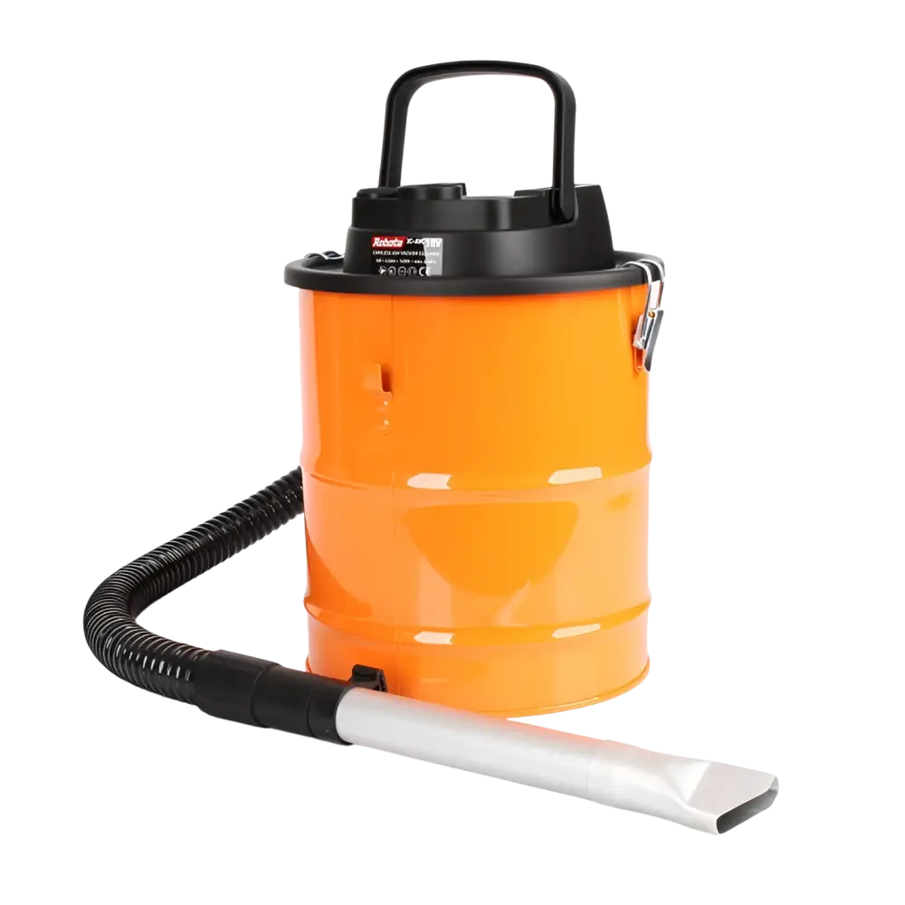 Robota dc-avc18v kuivan tuhkan imurointiin oranssi musta akkutuhkaimuri joustavalla letkulla ja metallisuuttimella