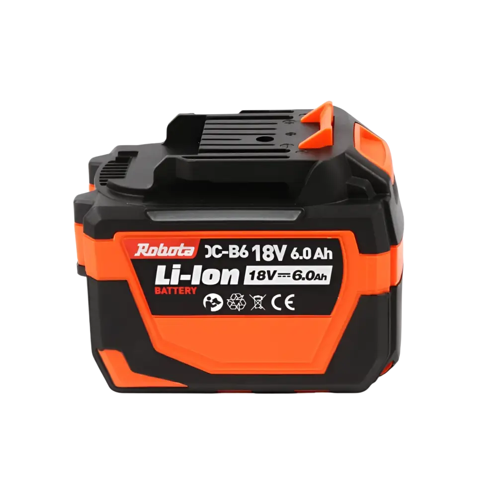 Robota dc-b6 18v 6ah akku musta ja oranssi muovikuori 18v 6ah akku tehokkaaseen käyttöön