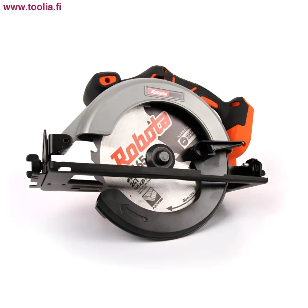 Oranssi-musta Kobota robota akkukäsisirkkeli 165 mm, hopeinen suojus
