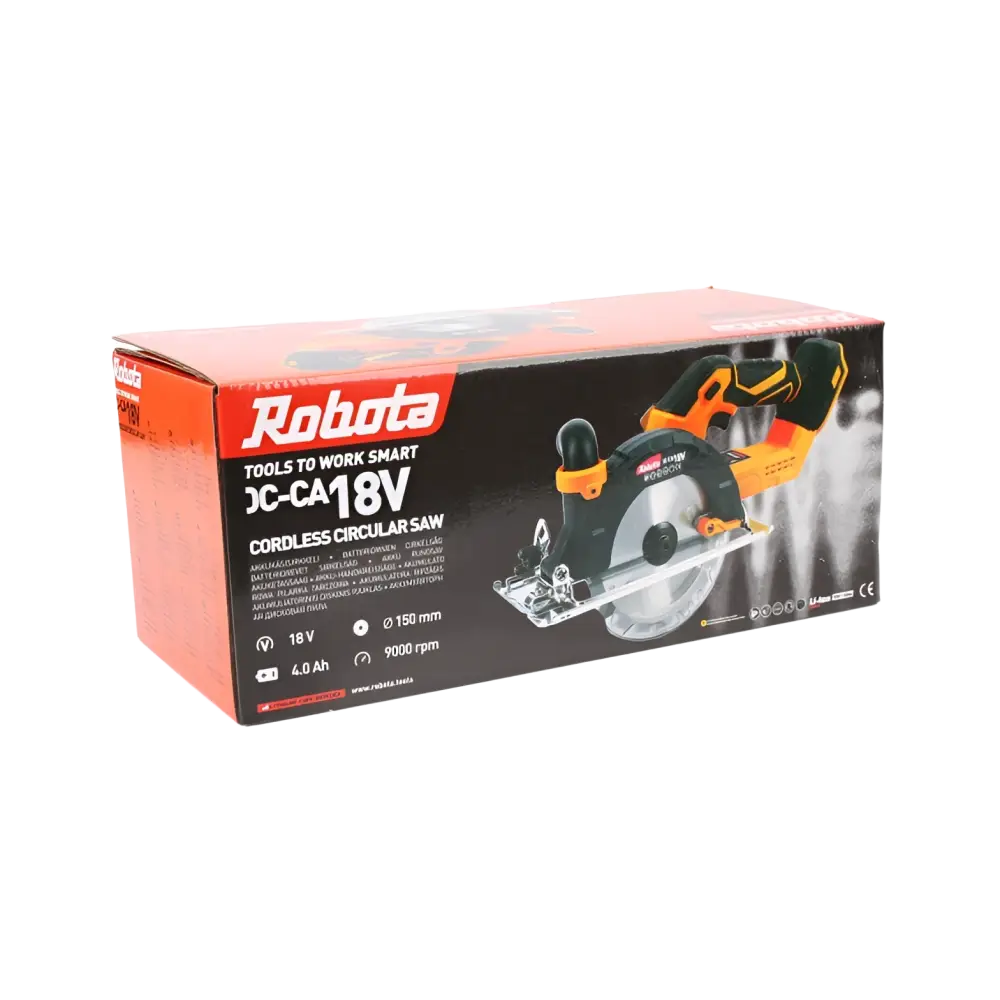 Robota dc-ca18v akkukäsisirkkeli musta oranssi 150 mm laikka makita lxt 18v yhteensopiva runko
