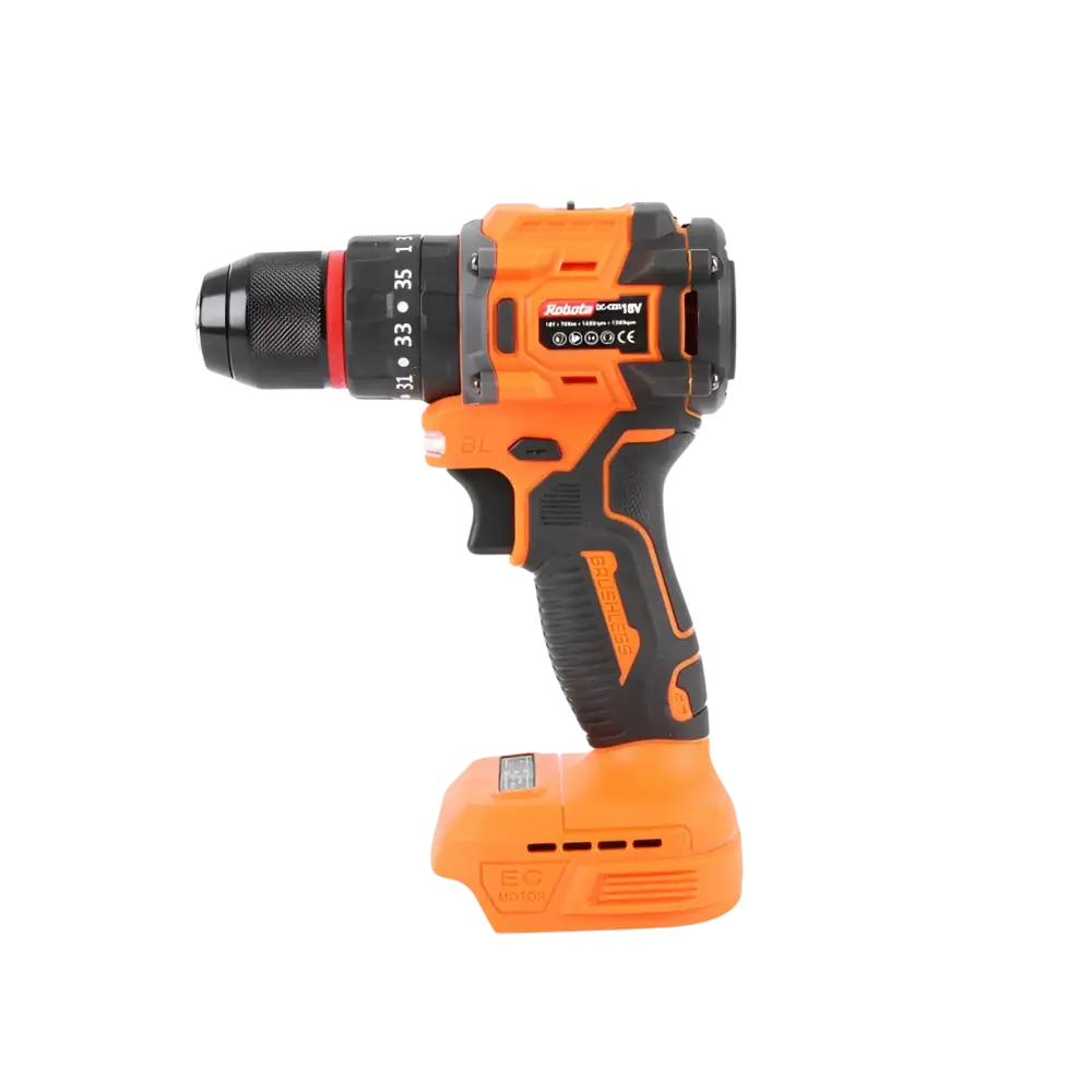 Oranssi ja musta robota dc-cdx18v akkuporakone 10mm runko teksturoidulla kahvalla UUTUUS