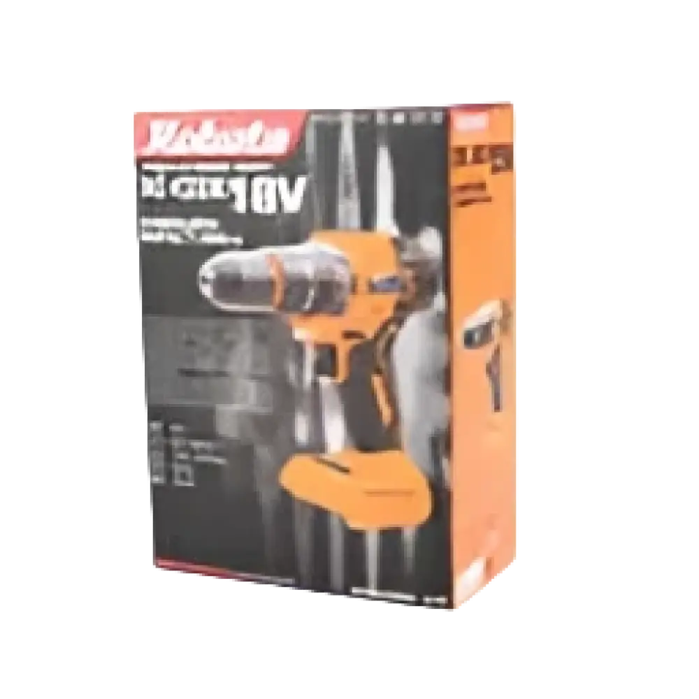 Robota dc-cdx18v akkuporakone 10mm runko oranssi ja musta 18v johdoton porakone vähittäispakkauksessa
