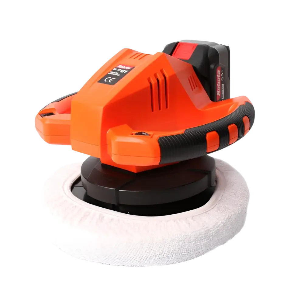 Robota dc-cps18v akkukiillotuskone runko oranssi ja musta langaton kiillotuskone valkoisella mikrokuitupadilla nopea lataus
