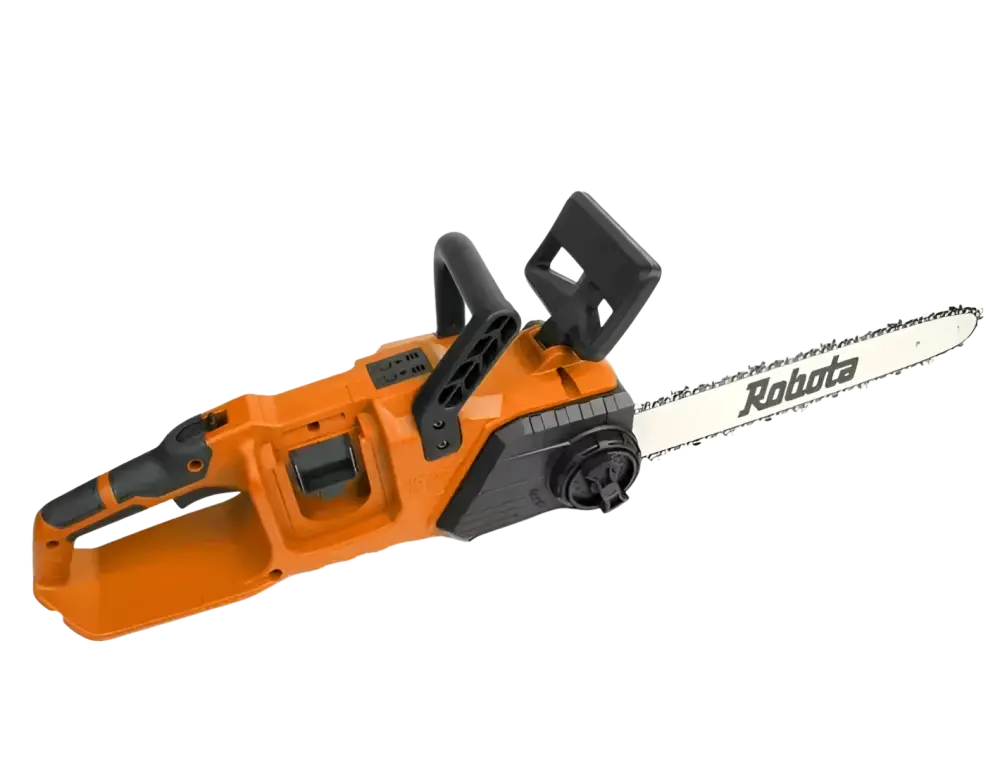 Robota dc-cs36v akkuketjusaha 36v runko oranssi musta hiiliharjaton moottori ja hopea ketjusaha terä