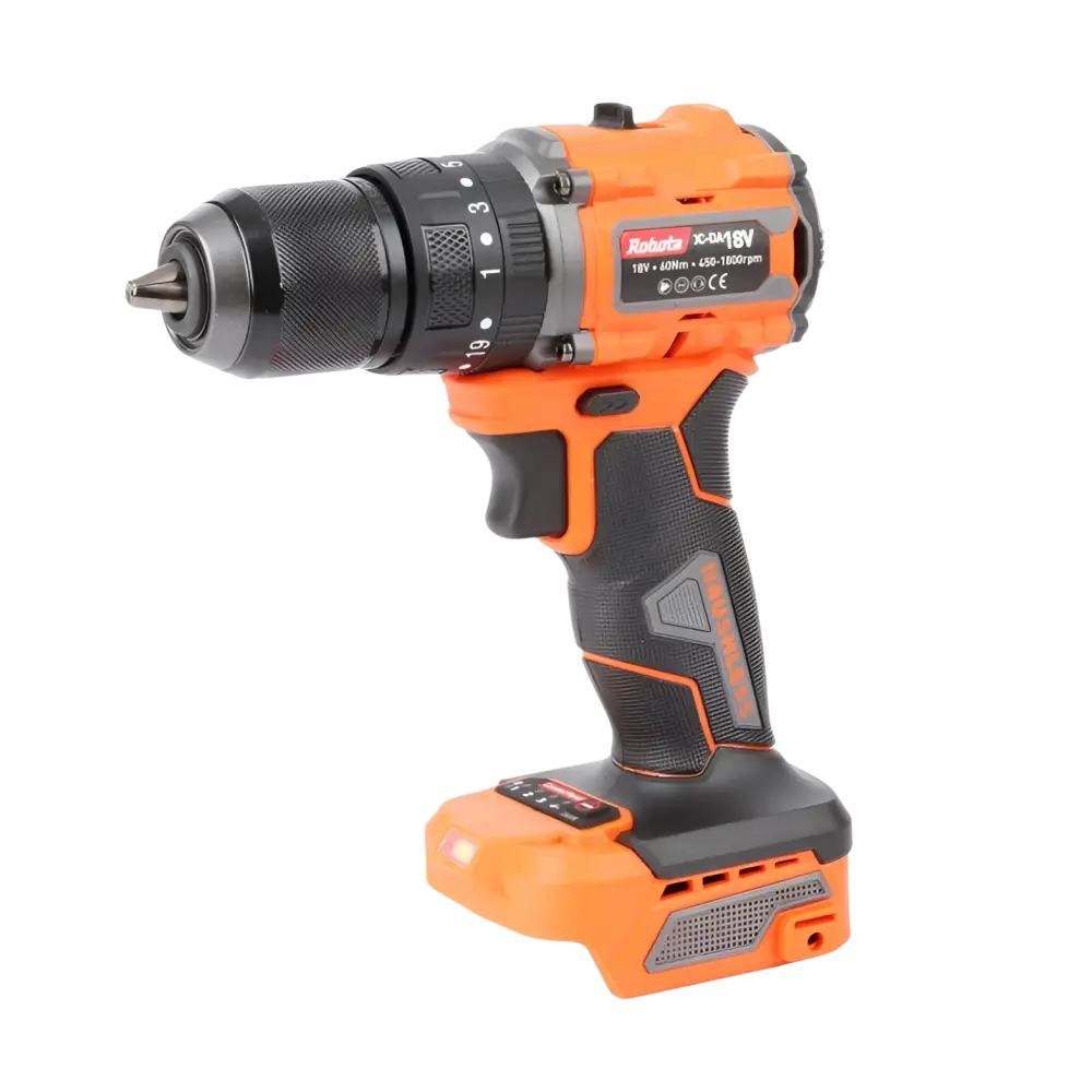 Robota dc-da18v akkuporakone oranssi musta teksturoitu kahva suositeltu akun makita lxt 18v mallilla robota x-dm18v