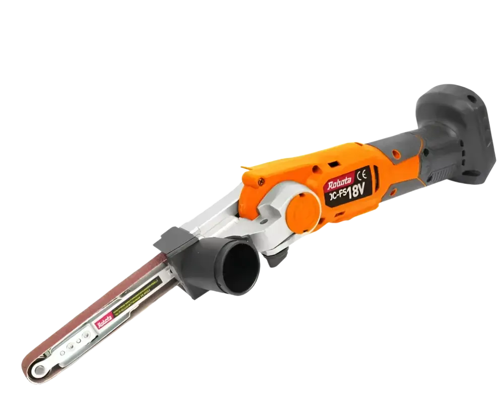 Orange ja harmaa robata dc-fs18v akkusähköviila säädettävällä kulmalla ja punaisella hionnalla