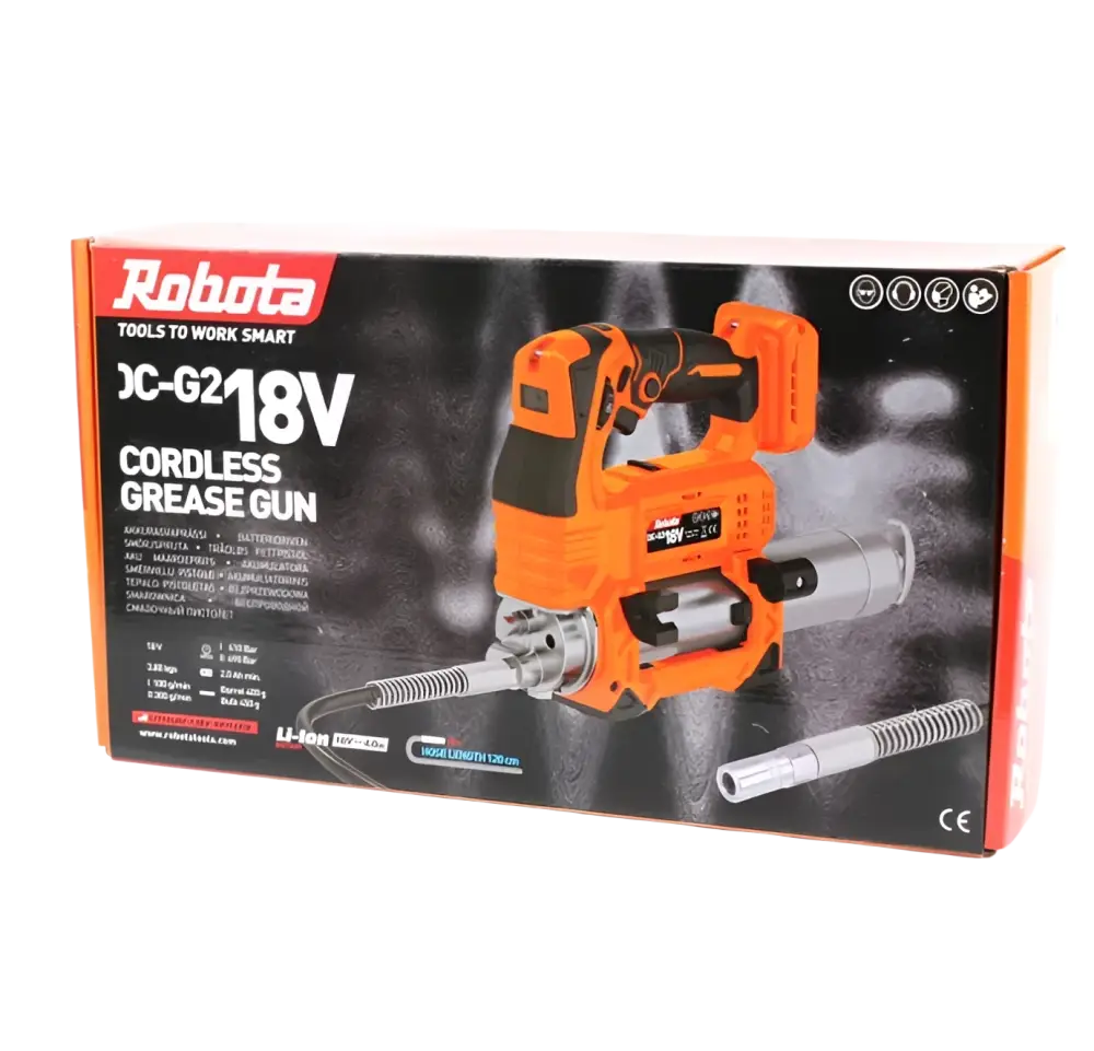 Robota dc-g218v akkurasvaprässi sivulta oranssi musta ergonominen johdoton rakenne