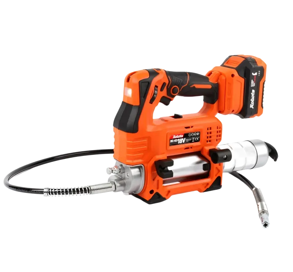 Robota dc-g218v akkurasvaprässi oranssi musta langaton rasvaprässi hopeinen metallinen suutin ja joustava letku