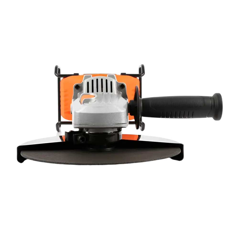 Orange ja hopeanvärinen robota dc-g36v akkukulmahiomakone 230mm mustalla kahvalla ja suojalevyllä