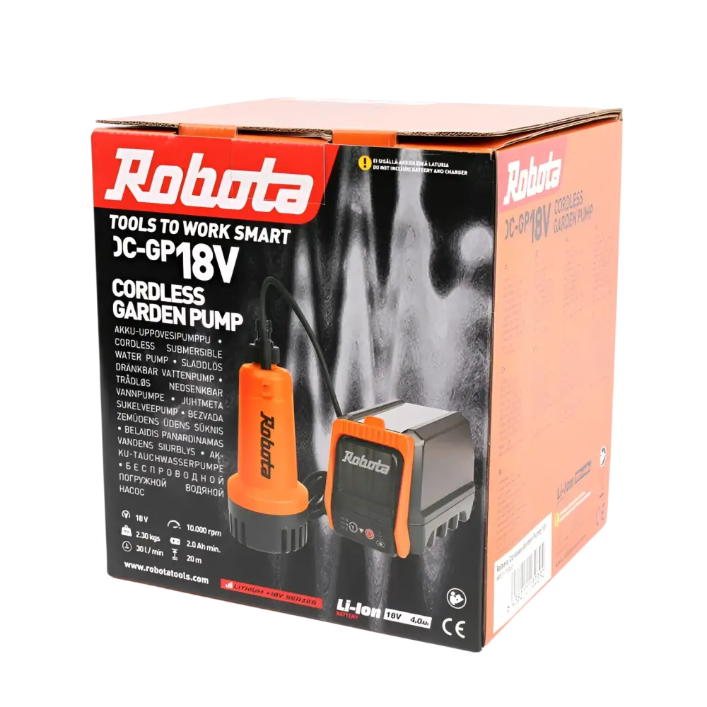 Robota dc-gp18v akku-uppopumppu runko veden nostamiseen 18v akuilla kompakti oranssi musta rakenne makita 18v yhteensopiva