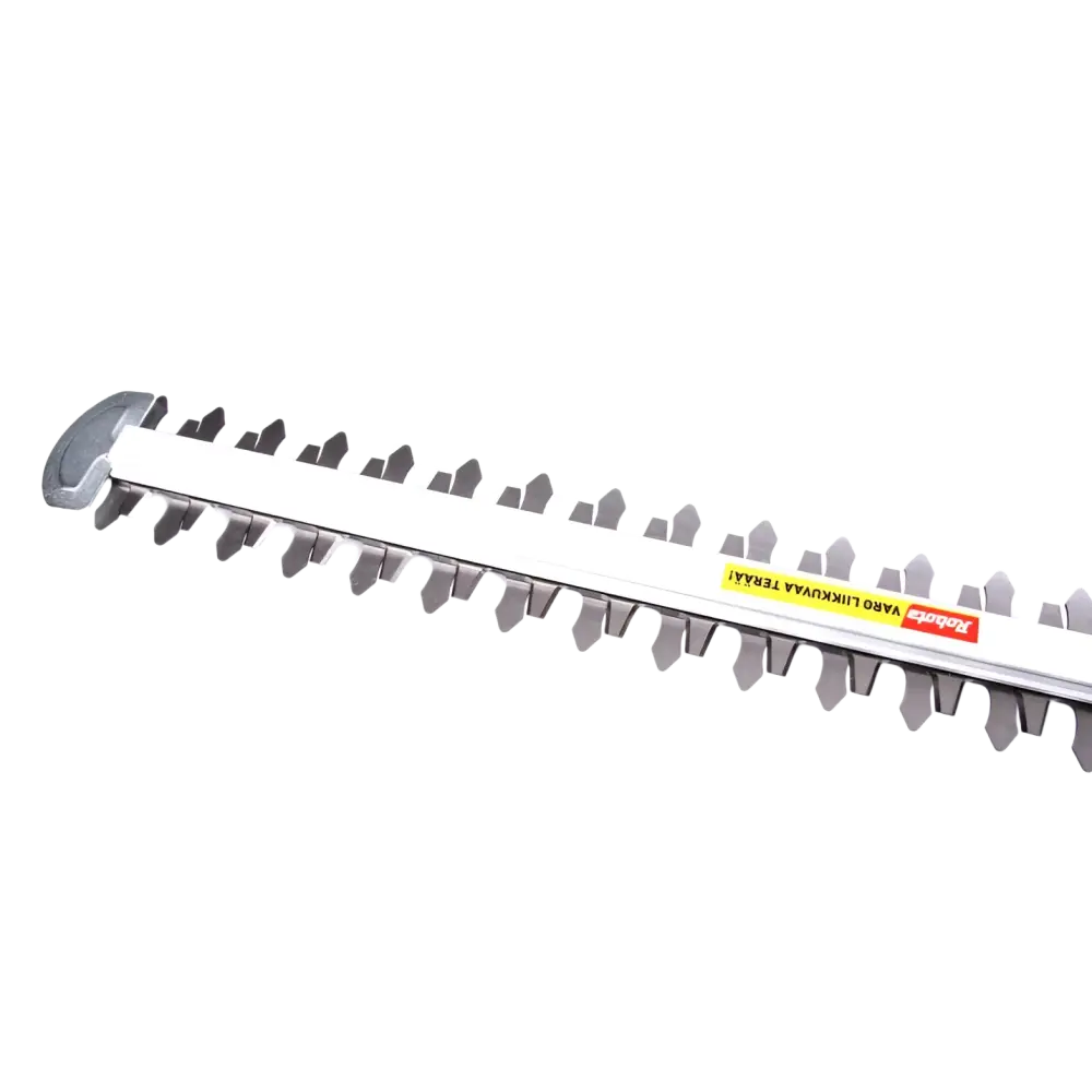 Silverinen metallinen akkupensasleikkuri 36v runko ridgid-keltaisella brändilätkällä ja valkoisella kahvalla