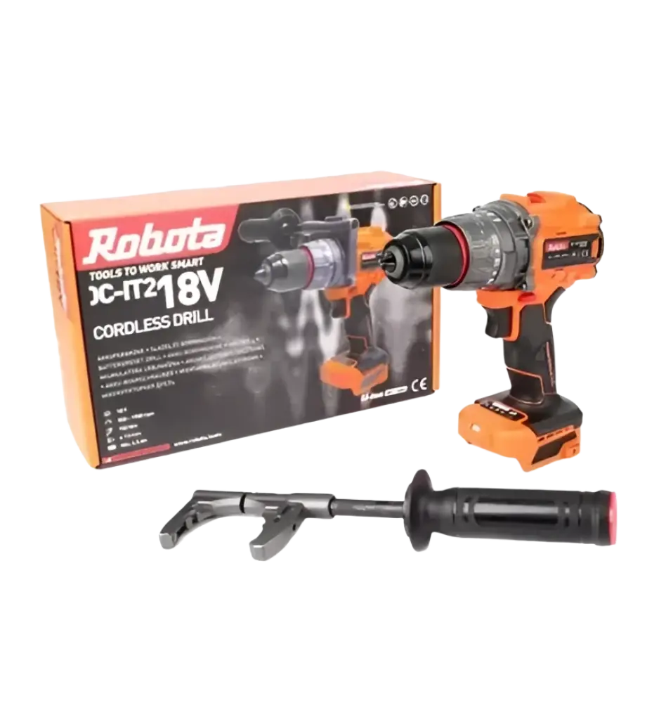 Robota dc-it218v 18v akkuporakone kahvalla oranssi ja musta runko tehokkaaseen käyttöön