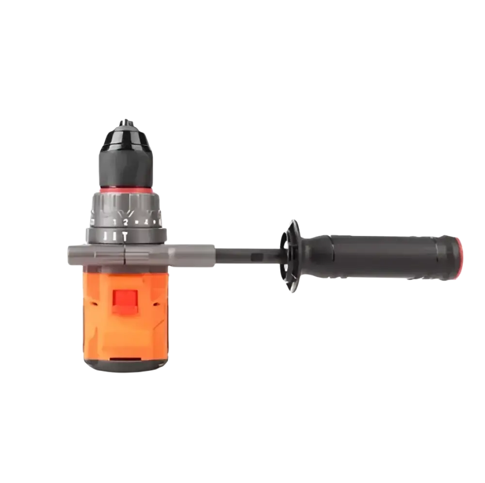 Robota dc-it218v 18v akkuporakone kahvalla oranssi ja musta väritys, teksturoitu kahva ergonomiseen käyttöön