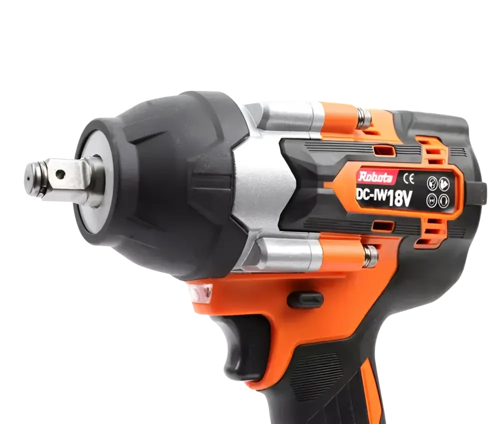 Robota dc-iw18v akkumutterinväännin 1/2 runko oranssi musta ergonominen kahva ja silver tarralla raketa dc-iw18v
