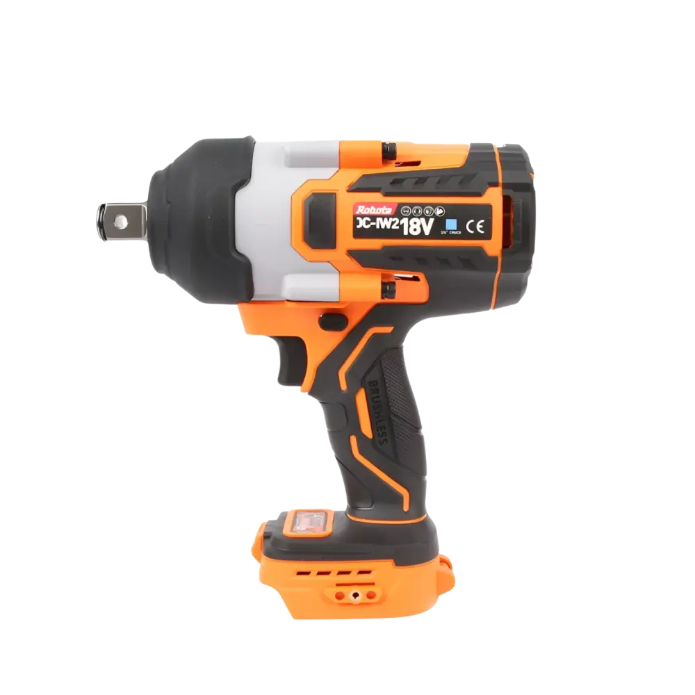 Robota dc-iw218v oranssi ja musta iskevä akkumutterinväännin harmaalla korostuksella 18v mallilla