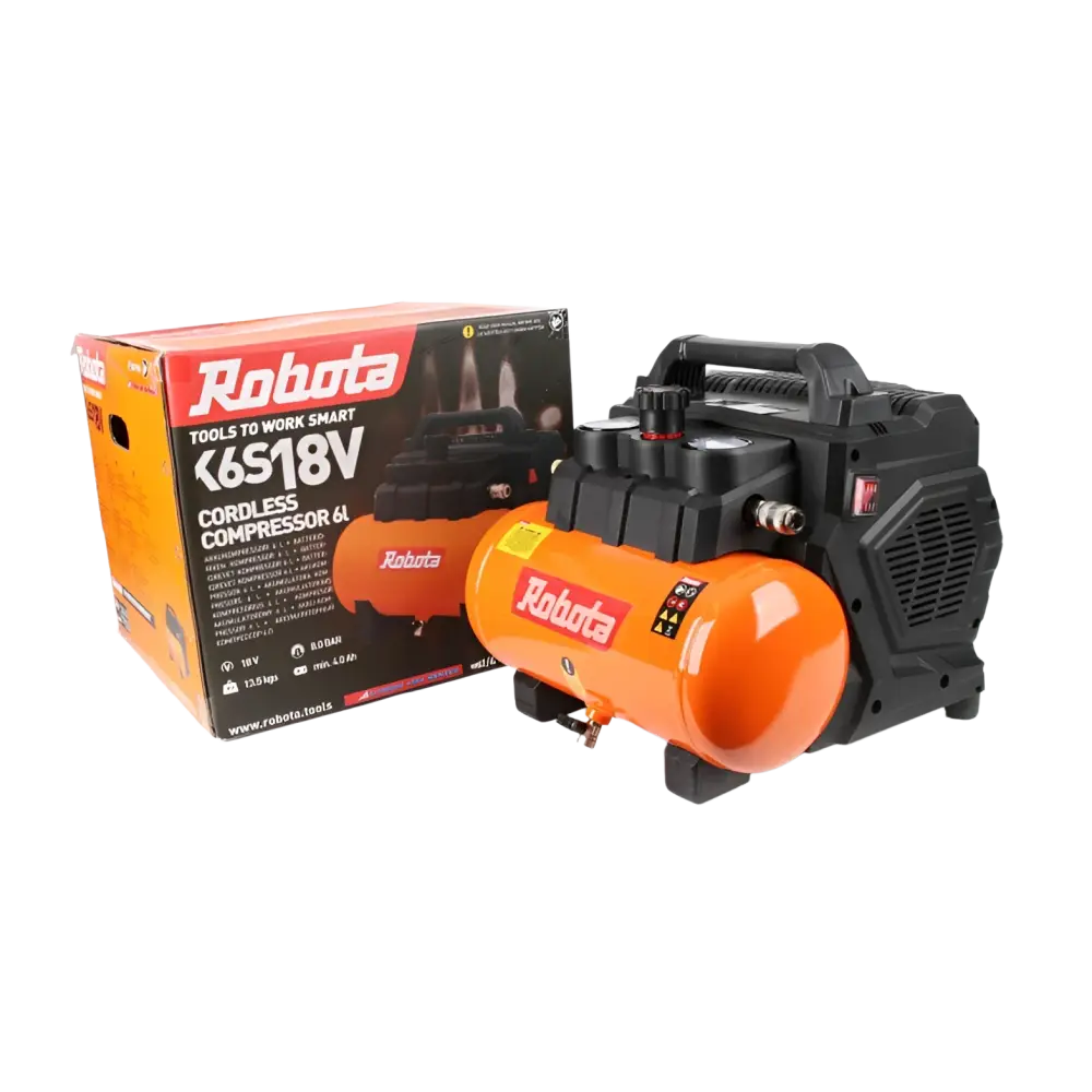 Robota dc-k618v akkukompressori 6l oranssi musta langaton sylinterimallinen säiliö runko